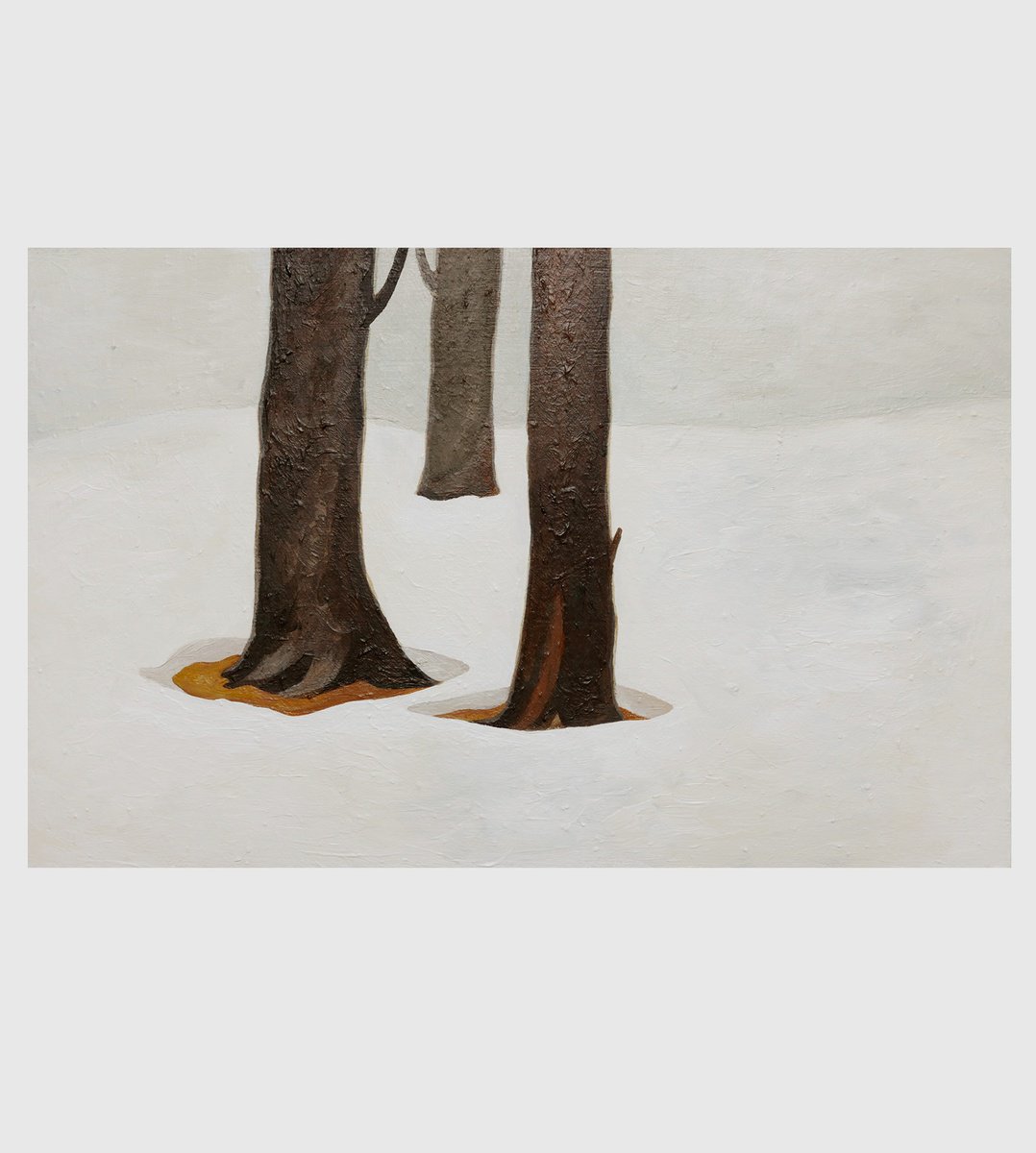 Impressionistic Landscape Acrylic Painting By Young Park, 13 X 8", Winter. Somewhere, Original Artwork