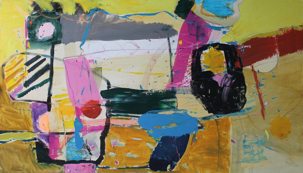 Expressive Abstract Acrylic Painting By Sergiy Dekalyuk, 55 X 31", Composition 41. Brutal Perfume, Original Artwork