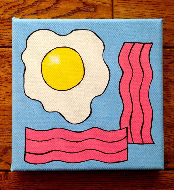 Fried Egg And Bacon Pop Art Painting Canvas
