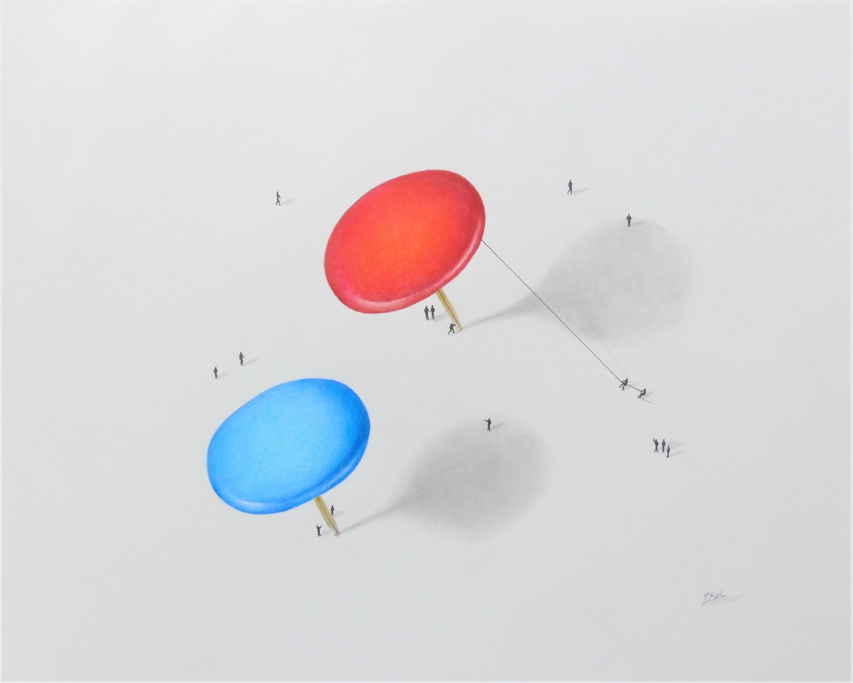 Urban And Pop Still Life Pencil Drawing By Daniel Shipton, 20 X 16, Drawing Pins, Original Artwork