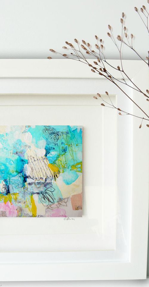 Framed ready to hang mini original abstract #235 by Carolynne Coulson
