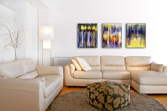 "Transmutation" - FREE USA SHIPPING + Save As A Series - Original PMS Abstract Triptych Oil Paintings On Canvas - 48" x 20"