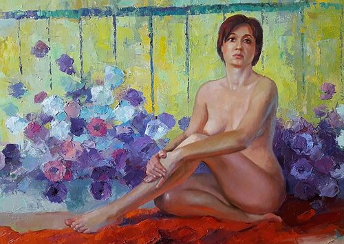 Woman in petunia by Boris Serdyuk
