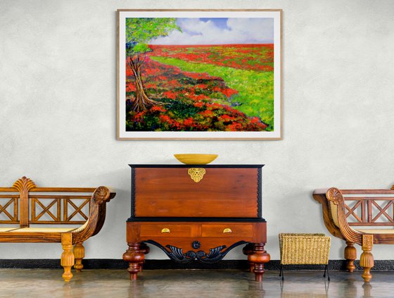 red landscape original oil paintings on canvas 91x121cm