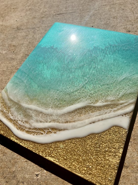 Gold beach - Ocean waves painting