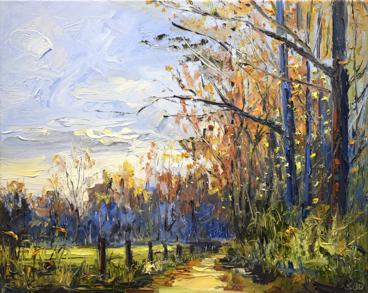 Impressionistic Landscape Oil Painting By Sonja Brussen, 20 X 17", Escape, Original Artwork