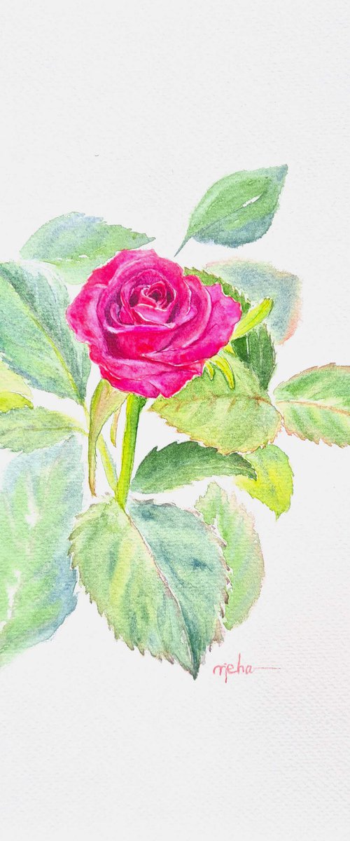 Rose with leaves by Neha Soni