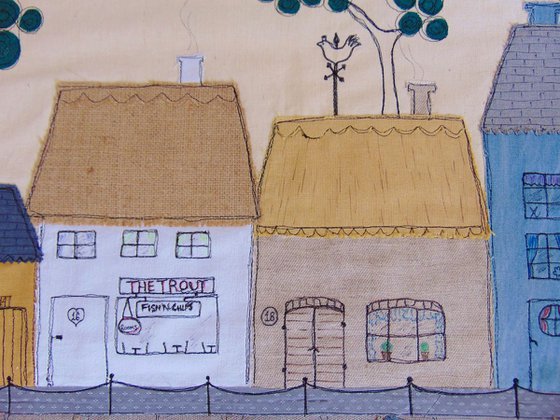 "Fishermans Row" - large textile collage