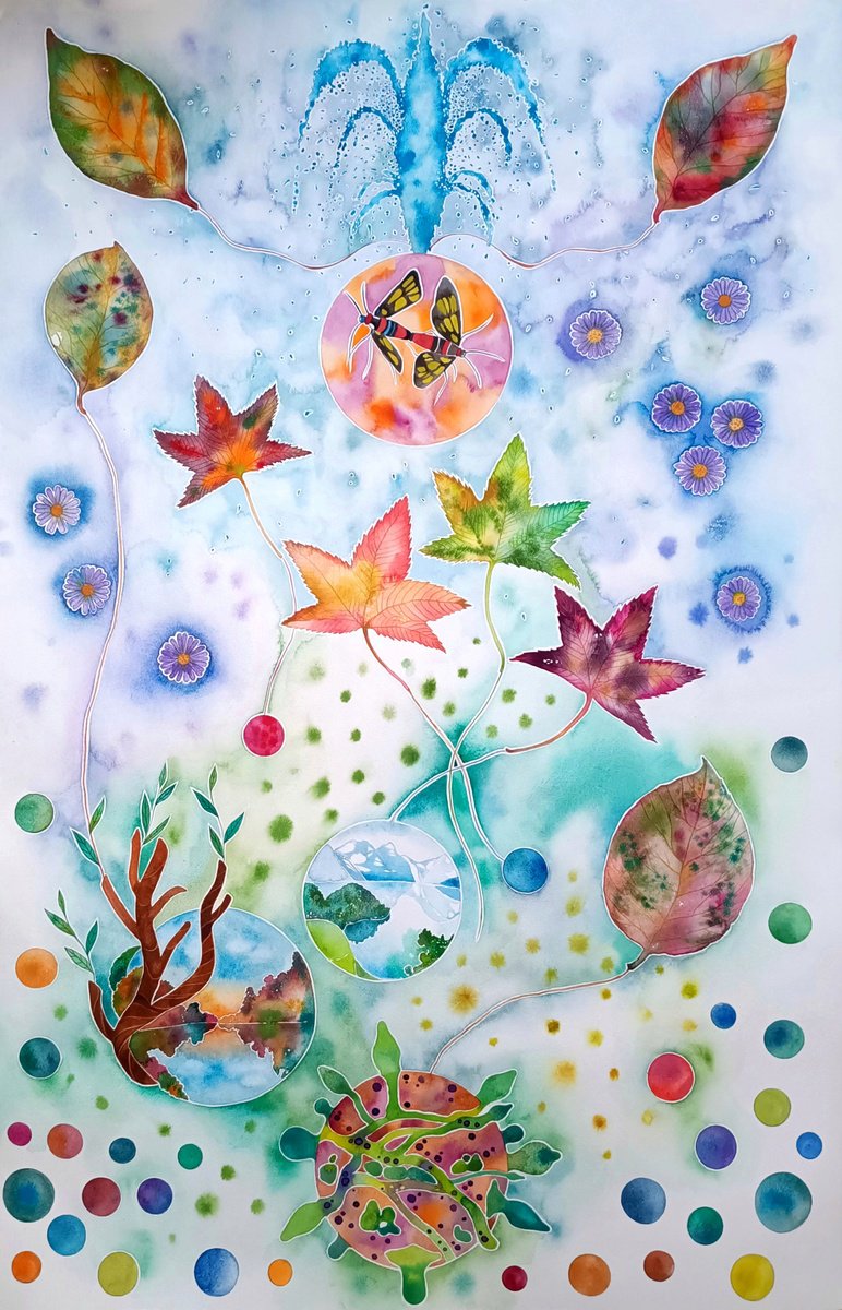 Organic Watercolour , Giardini Pensili Di Sogni Aerei By Ilaria Finetti, 27 X 40, Artwork For Sale On Artfinder
