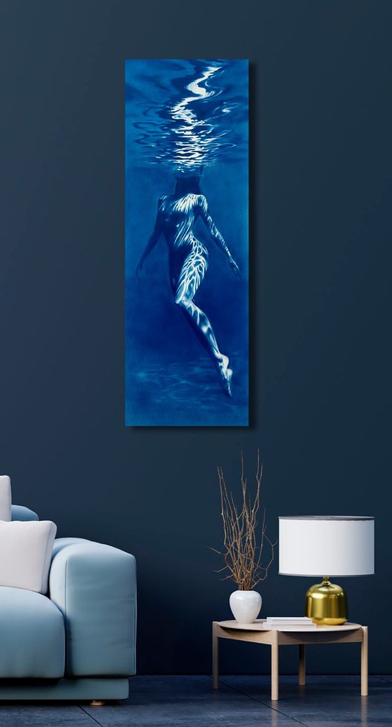 Naiad - Water Nymph Large Blue Nude