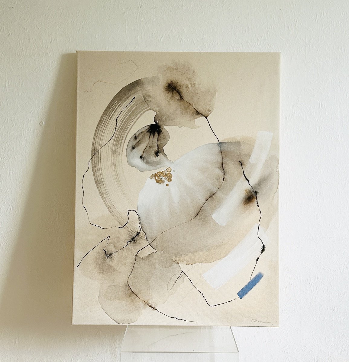 Organic Abstract Painting By Ryoko Minamitani, 24 X 31", Star Seed 1, Original Artwork