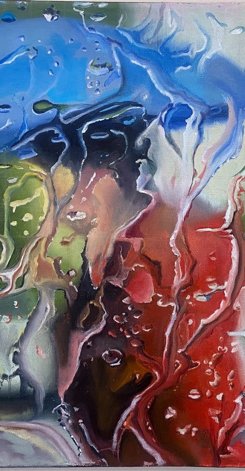A Woman's Rainy Reflection by Dennis Crayon