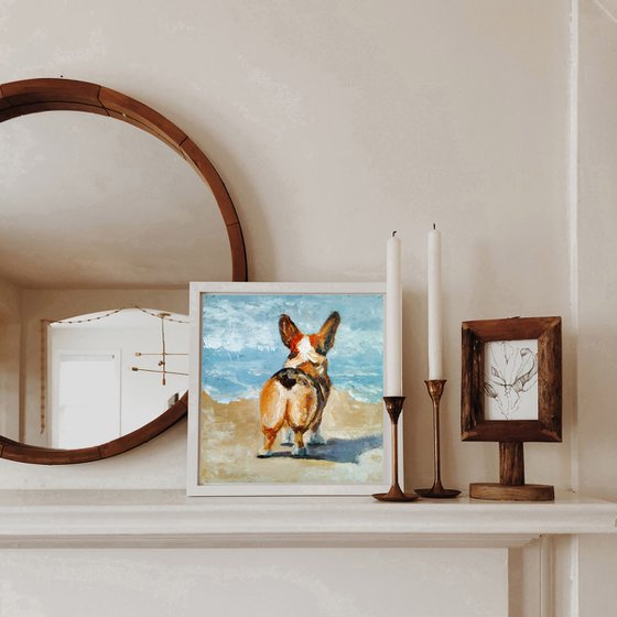 Corgi Painting Original Art Dog Artwork Corgi Butt Wall Art