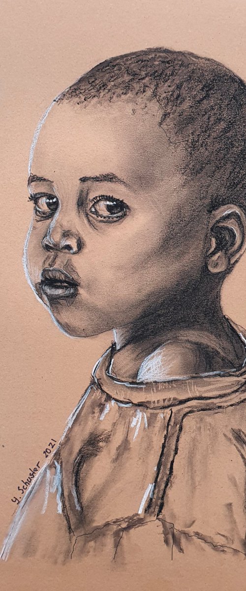 Black Lives Matter. Charcoal drawing on toned paper by Yulia Schuster