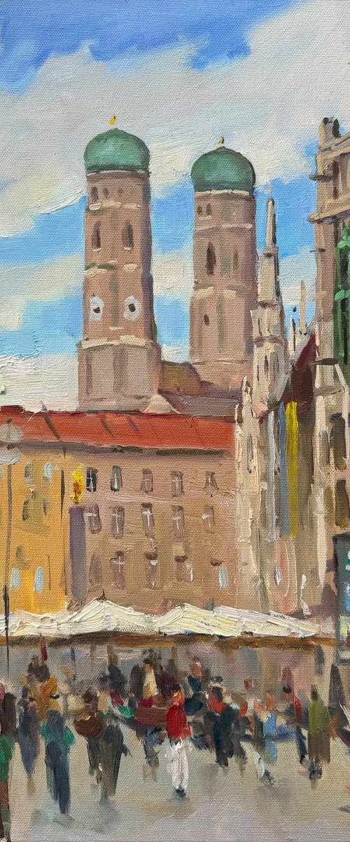 Munich Frauenkirche Cityscape by Evgeniia Mekhova