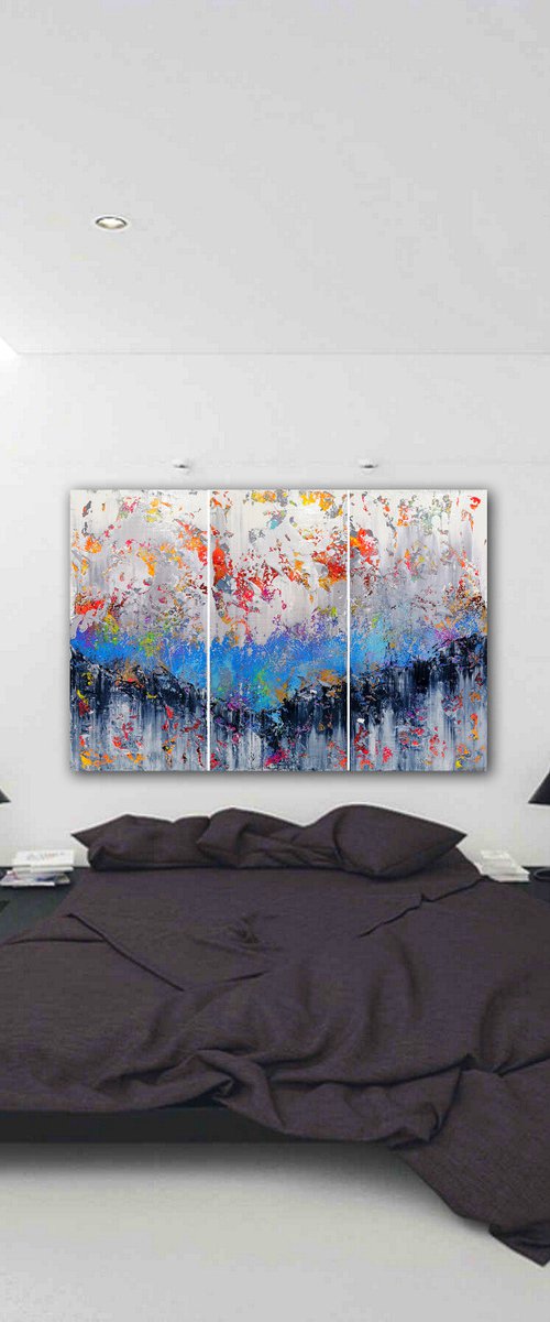150x100cm. / Abstract triptych / Abstract 1220 by Alex Senchenko