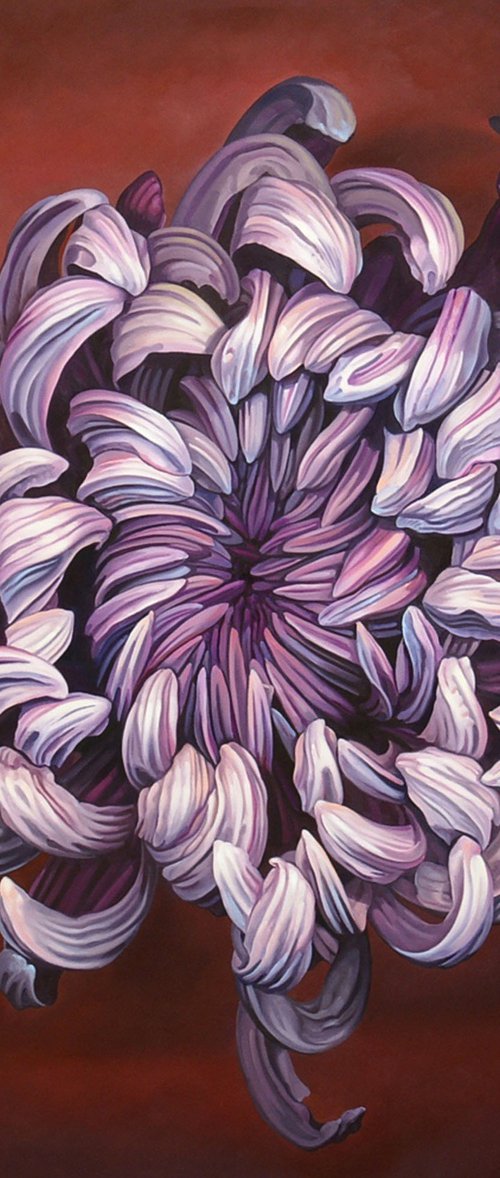 40" Purple Flower / Large Floral Oil Painting on canvas by Irini Karpikioti