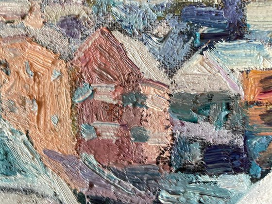 Bergen. Under the pink sky