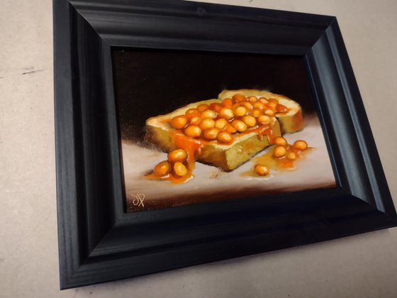 Beans on toast  still life