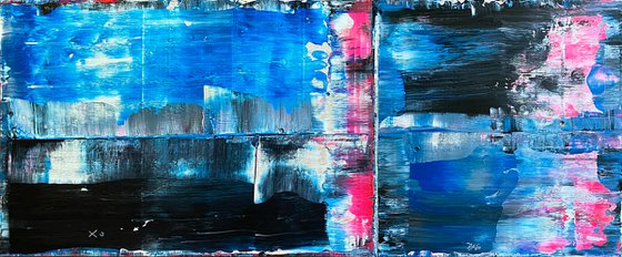 "To Trauma, With Love" - FREE USA SHIPPING - Original PMS Abstract Acrylic Painting On Reclaimed Wood - 48" x 20"