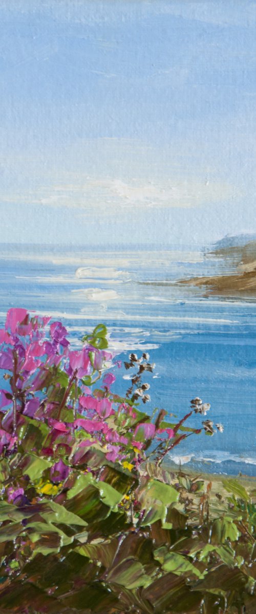 Seascape. Oil painting. Miniature. Small Artwork 6 x 6in. by Tetiana Vysochynska