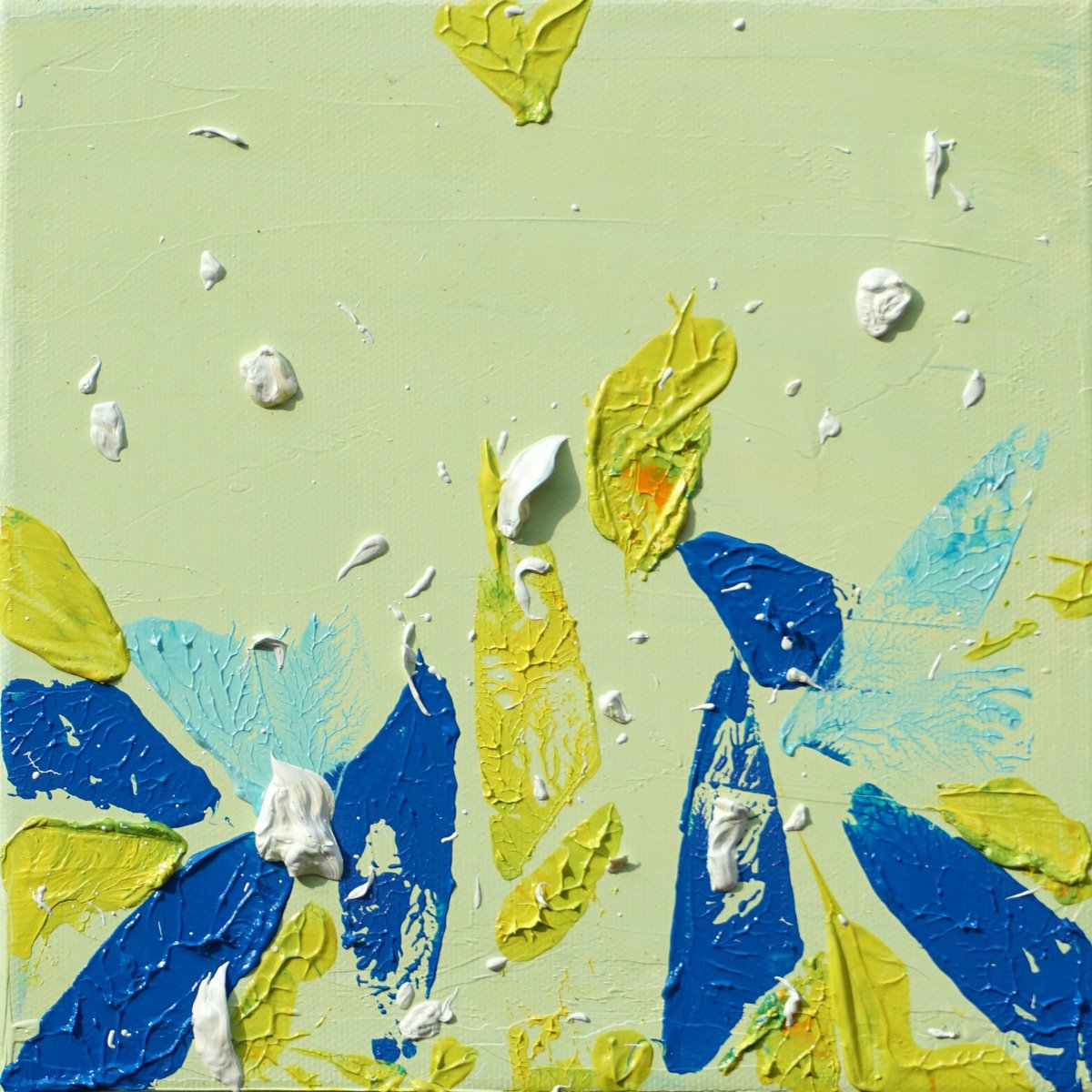 Abstract Oil Painting By Jelena B, 8 X 8, Happy Tile-Beme 20X20Cm/8X8In, Original Artwork