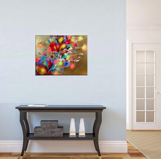 ”Sunshine” 50 x 60 cm Abstract Floral Painting on canvas