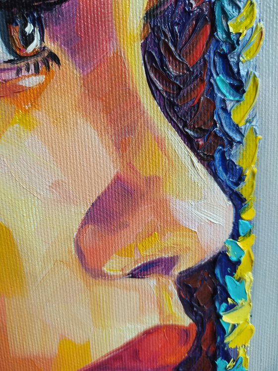 Sight - portrait, oil painting, woman portrait, woman, woman face, face oil painting, woman portrait oil painting