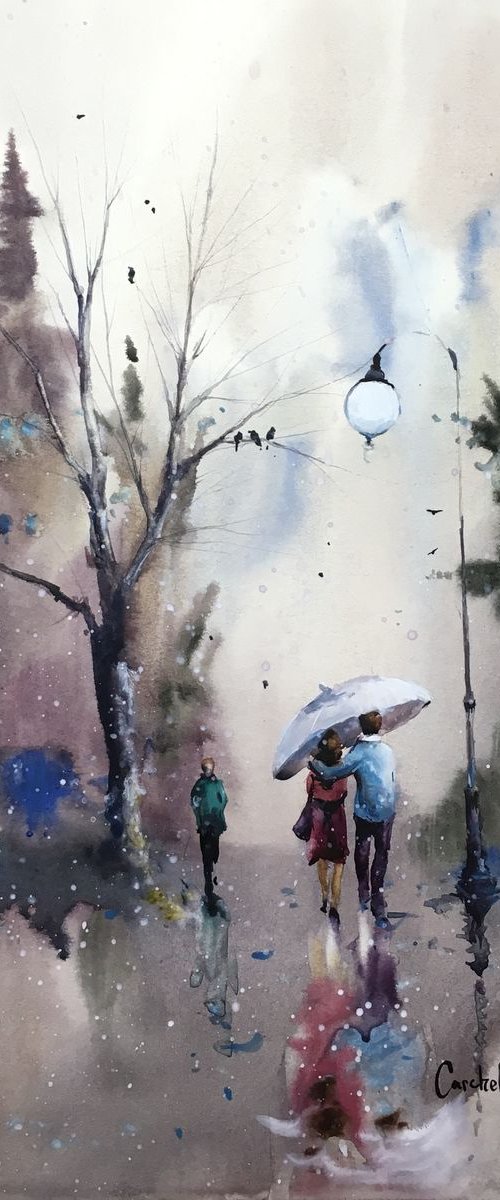 Sold Watercolor “Romance” by Iulia Carchelan