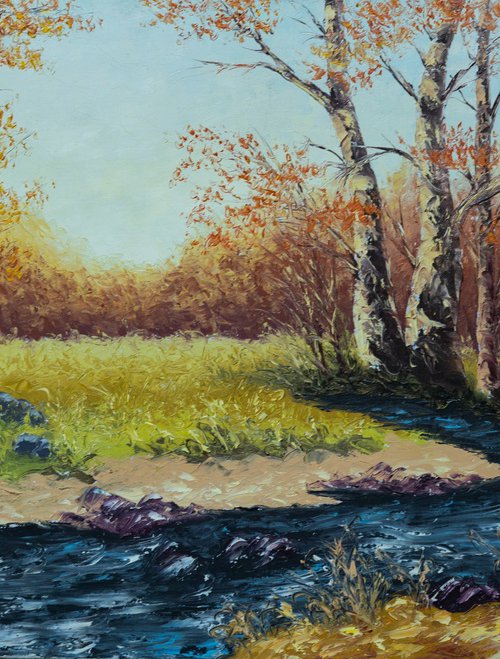 Autumn landscape  (45x80cm, oil painting, ready to hang) by Rafik Qeshishyan