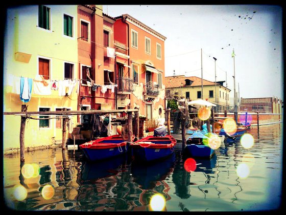 Venice sister town Chioggia in Italy - 60x80x4cm print on canvas 00840m1 READY to HANG