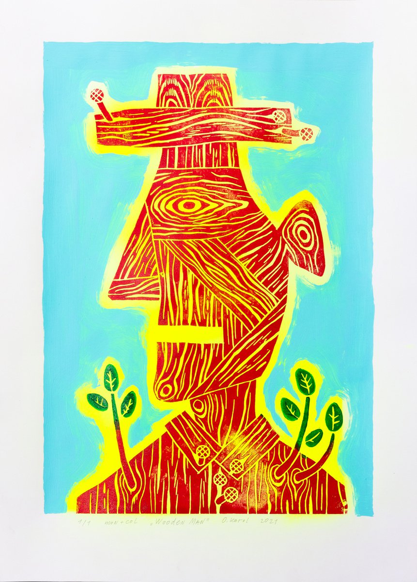 Botanical Limited Edition Print By Oleksandr Korol, 17 X 24", Wooden Man, Original Artwork