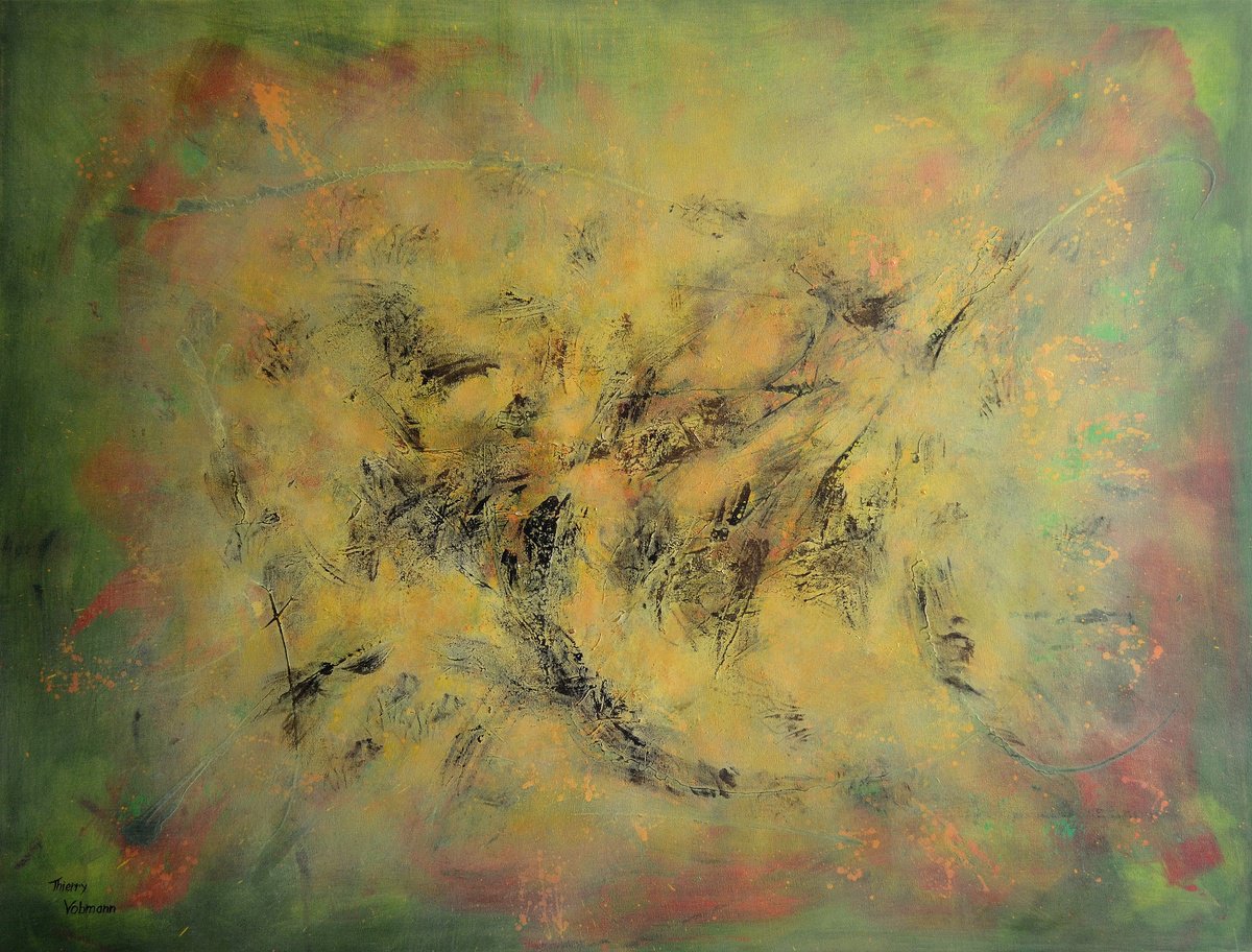 Abstract Acrylic Painting By Thierry Vobmann. Abstract ., 47 X 37", Within The Depths Of The Soul, Original Artwork