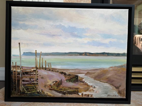 Low tide at Port Greville in Parrsboro,  Nova Scotia,  Canada, plein air (18x14x0.7'')