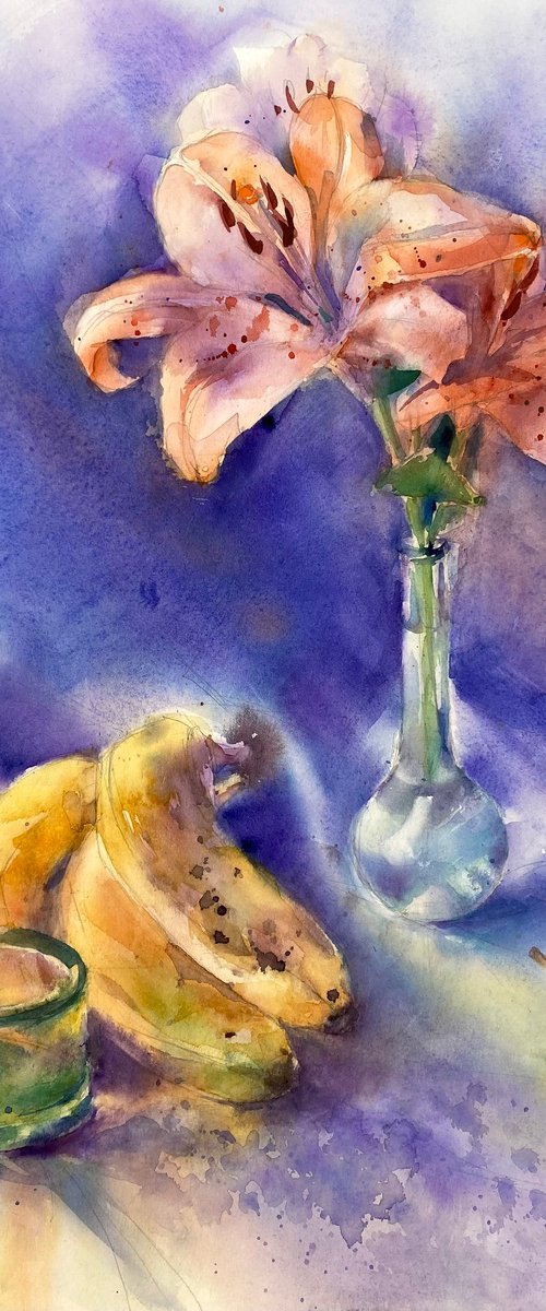 Still life with lilies by Natalia Galnbek