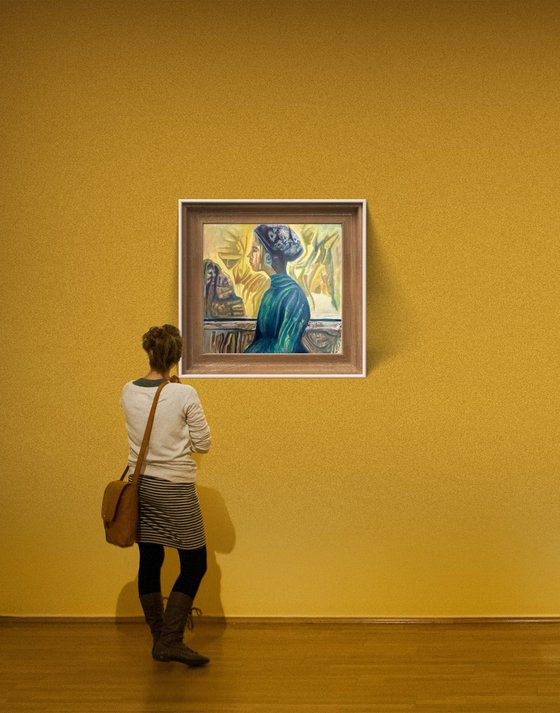Profile of a Woman in Yellow and Blue