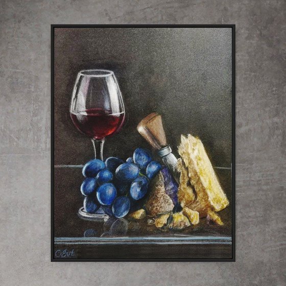 Wine and cheese. Ideally. 18x24 cm. Vino e formaggio. Perfetto