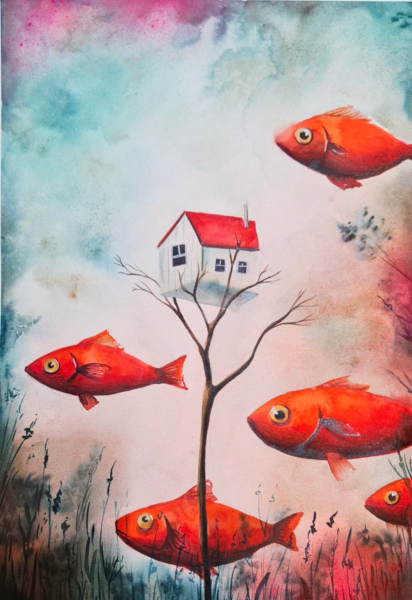 Surrealistic Painting , The Place I Keep Inside By Evgenia Smirnova, 15 X 22, Artwork For Sale On Artfinder