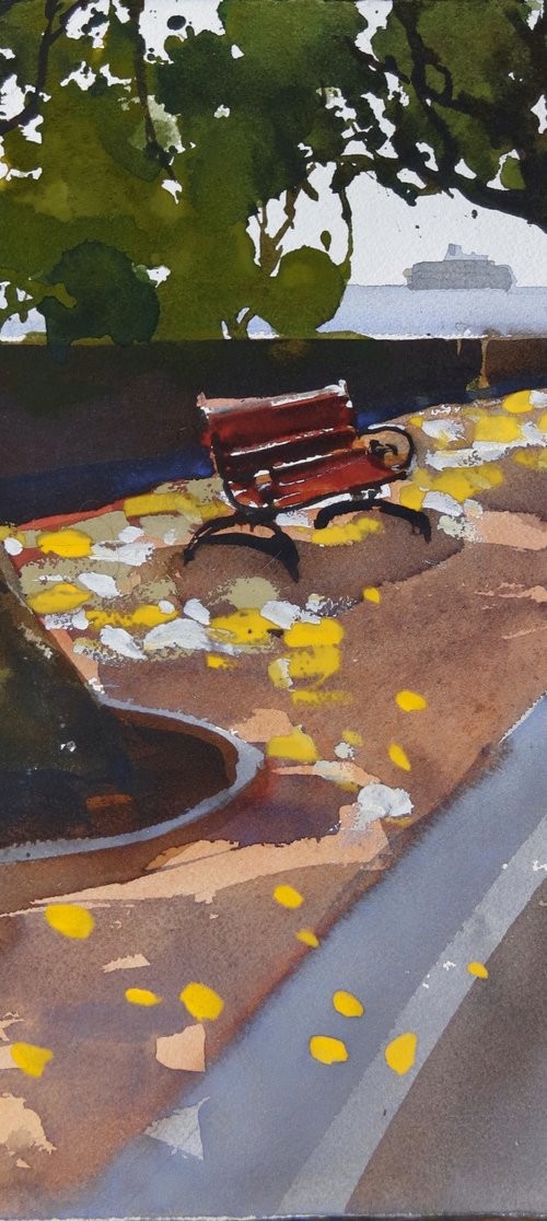 Sparkling shadows, waiting bench 1 by Prashant Prabhu