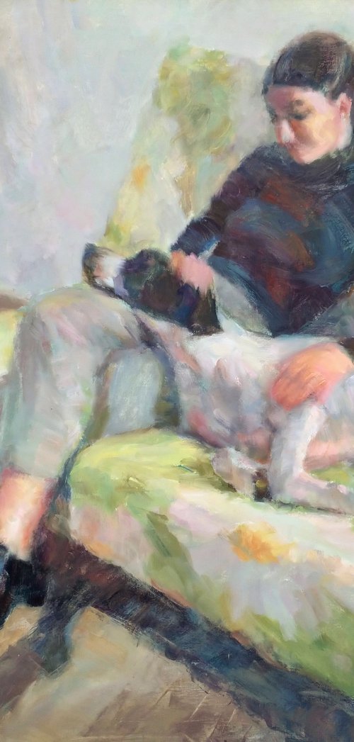 Girl & Dog by Liudmyla Chemodanova