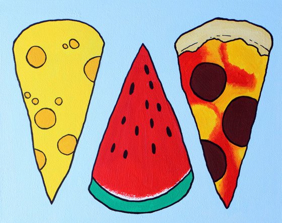 'Triangles' Pop Art Food Acrylic Painting On Canvas