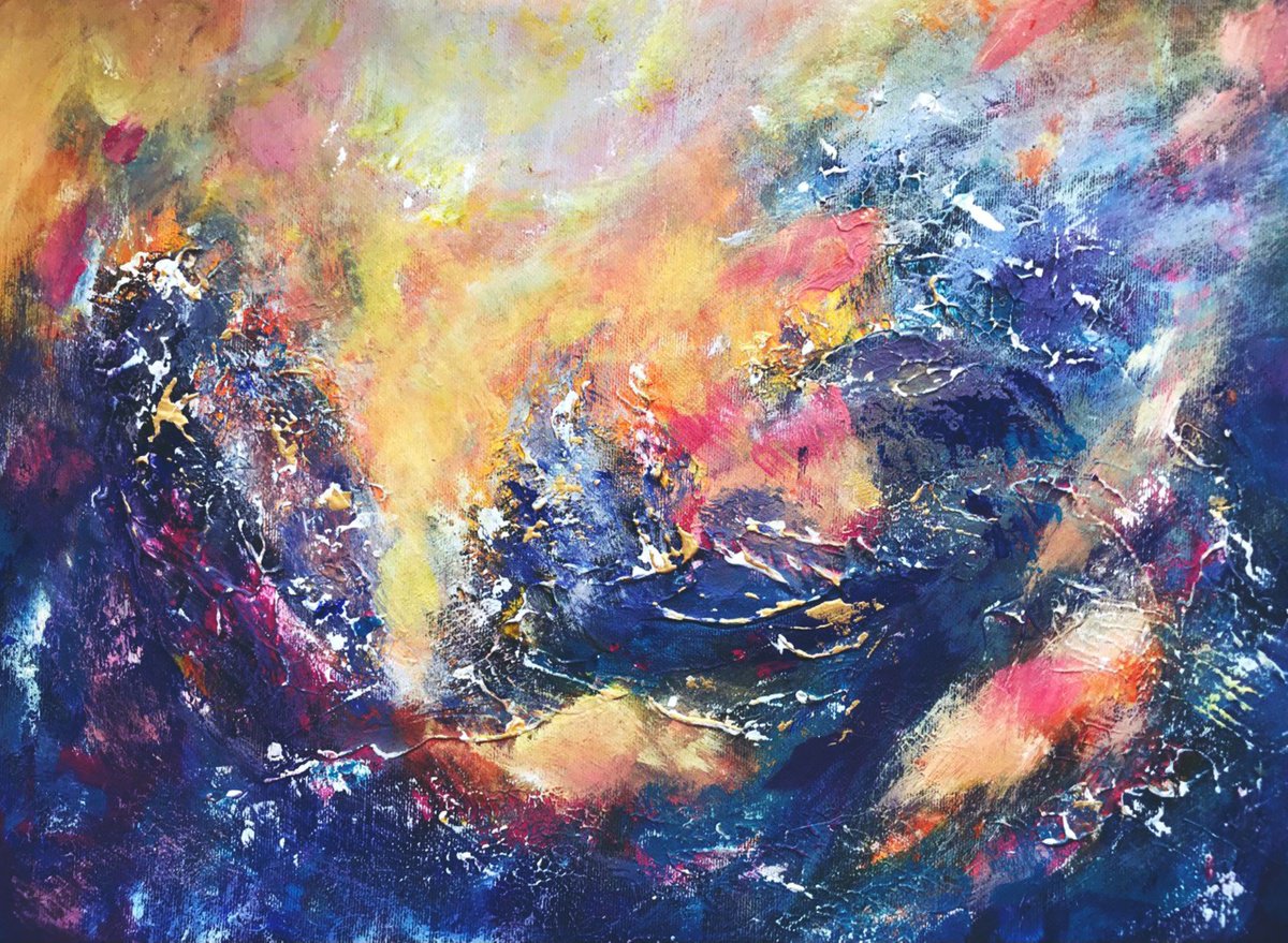 Abstract Landscape Acrylic Painting By Tetiana Pchelnykova, 16 X 12", Whisper Of Freedom, Original Artwork