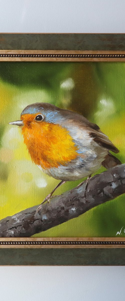 Robin Bird Painting by Natalia Shaykina