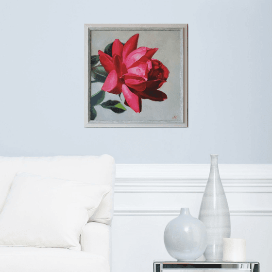 "Passionate. "  rose flower  liGHt original painting  GIFT (2021)