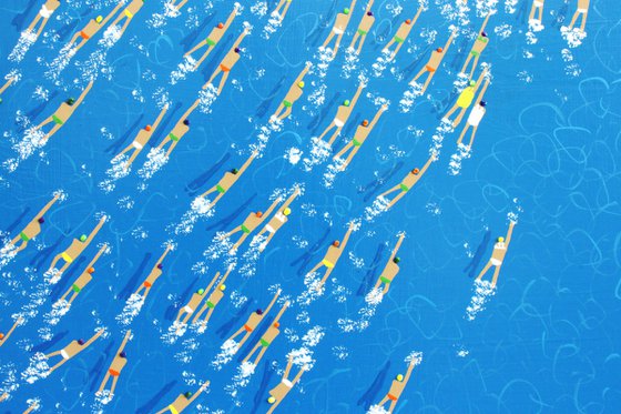 Swimmers 543 in Aitutaki Cook Islands race start water