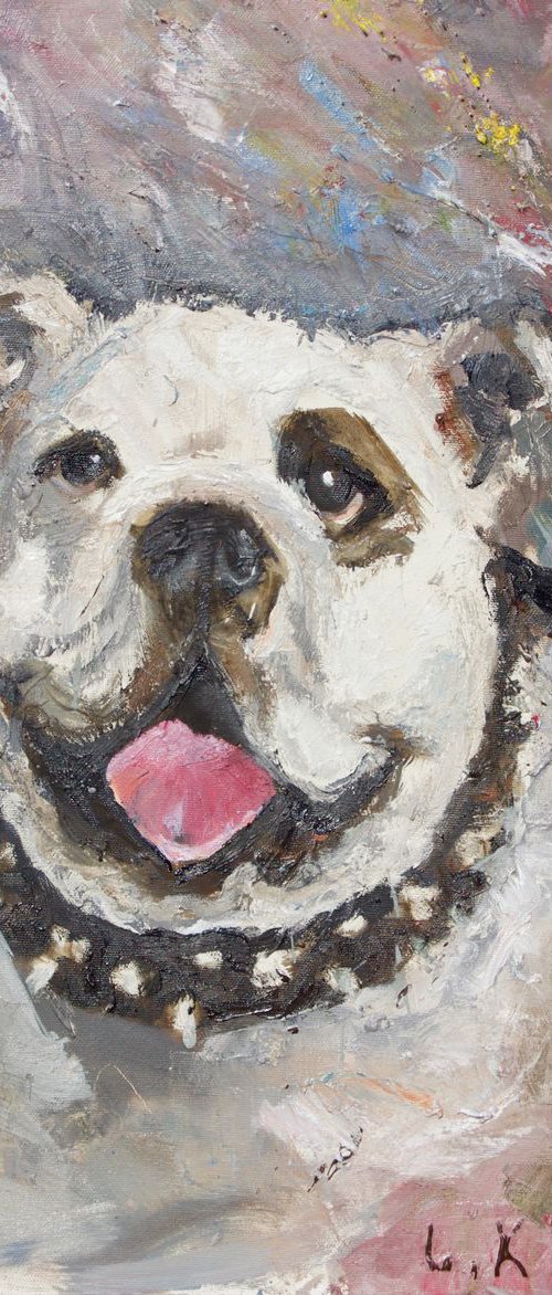 Bulldog Face Animals Portrait by Leo Khomich