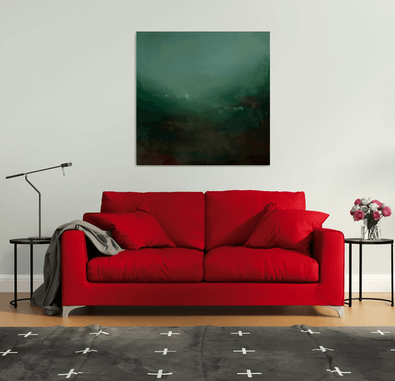Emerald valley 110x110 cm oil painting by Elena Troyanskaya