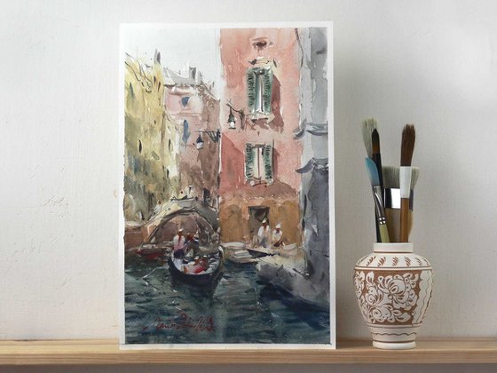 Venice, original watercolor on paper.