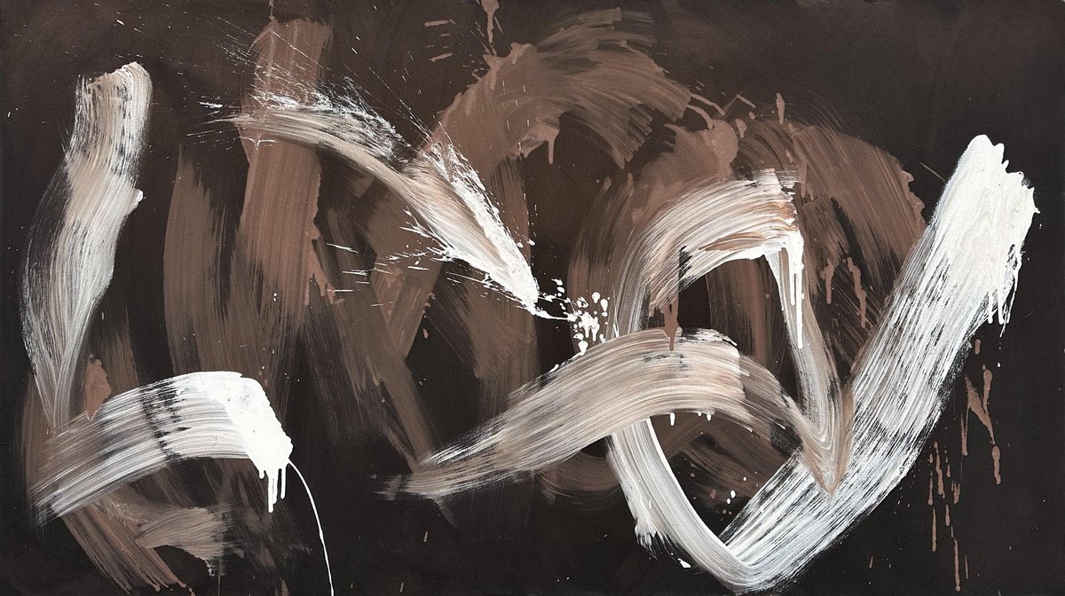 Abstract Acrylic Painting By Omar Obaid, 67 X 39", Speaking In Riddles 2, Original Artwork