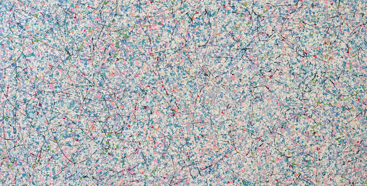 Abstract Acrylic Painting By Vahe Yeremyan, 69 X 37", Sphere Definition 11, Original Artwork